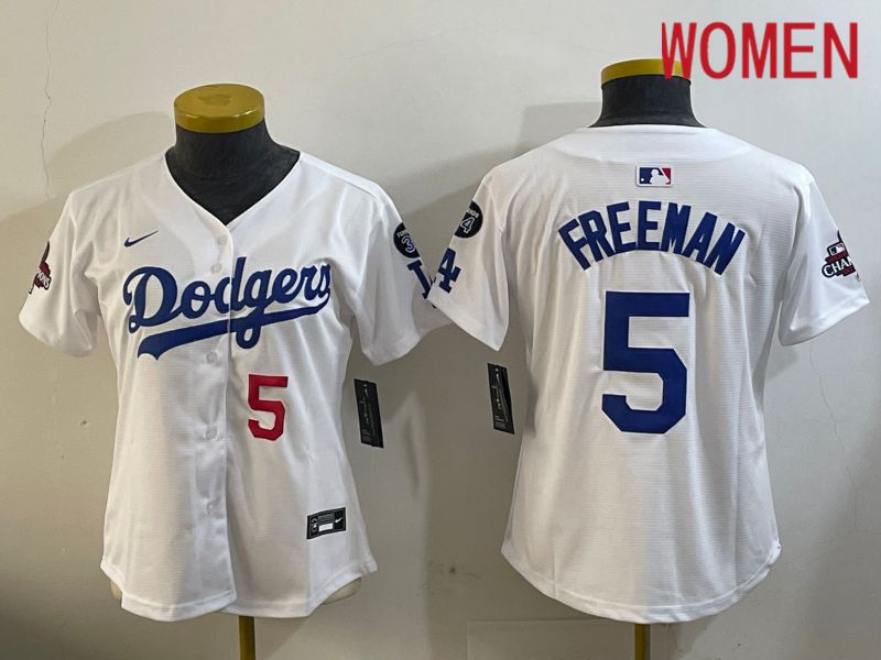 Women Los Angeles Dodgers #5 Freeman White Game 2024 Nike MLB Jersey style 12094